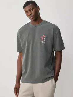 Hiroshige gris anthracite - Coupe ample - T-shirt avec licence d’artiste