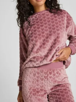 Hunkemoller pyjama violet en polaire cœur
