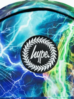 Hype. Sac à dos emblématique à motif éclair multicolore pour garçon bleu
