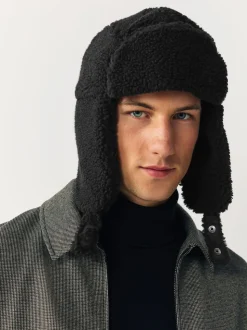 Imitation peau de mouton noire - Chapka