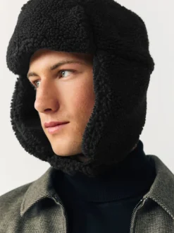 Imitation peau de mouton noire - Chapka