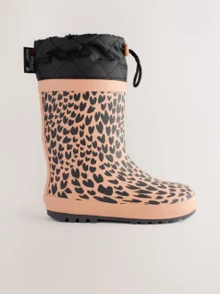 Impression animale brune - Bottes en caoutchouc resserrées