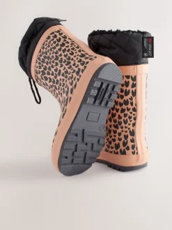 Impression animale brune - Bottes en caoutchouc resserrées