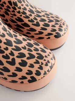 Impression animale brune - Bottes en caoutchouc resserrées