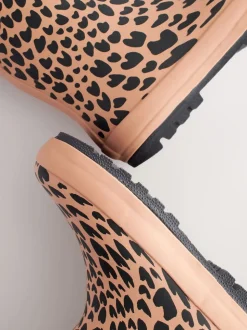 Impression animale brune - Bottes en caoutchouc resserrées