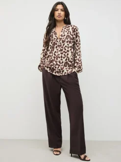 Impression animale rose - Chemisier manches longues à col V