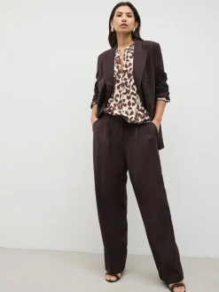 Impression animale rose - Chemisier manches longues à col V