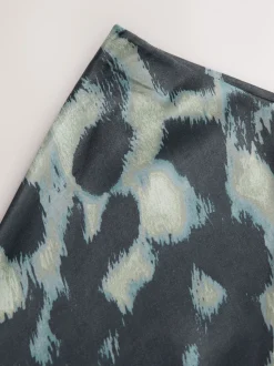 Impression animale verte - Jupe Midi Satin