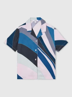Impression bleue - Reiss Tommi Chemises à col cubain imprimé