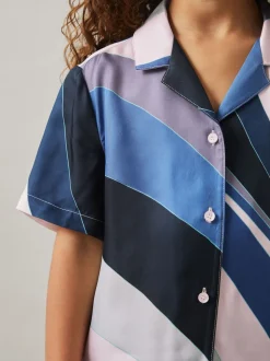 Impression bleue - Reiss Tommi Chemises à col cubain imprimé