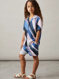 Impression bleue - Short Reiss Tommi imprimé avec cordon de serrage à la taille