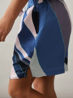 Impression bleue - Short Reiss Tommi imprimé avec cordon de serrage à la taille