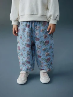 Impression Florale Bleue - Jean barrel Pullon (3mois à7ans)