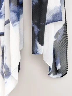 Impression Florale Bleue - Foulard plissé léger