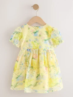Impression florale jaune - Robe corsage à fleurs (3mois-8ans)