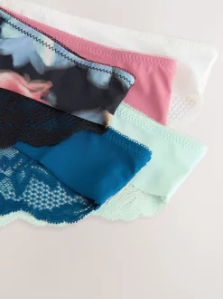 Impression florale noire - No VPL Lace Back Briefs 5 Pack