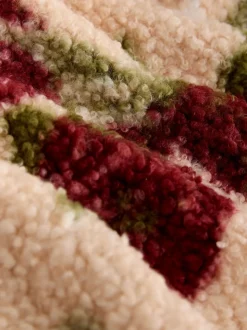 Impression florale rose - Polaire douce en polaire en peau de mouton à col zippé