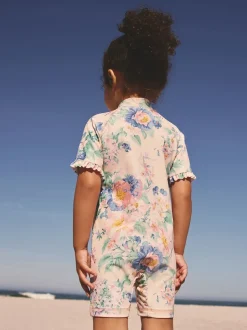 Impression florale rose - Maillot de bain Sunsafe (3mths-10yrs)