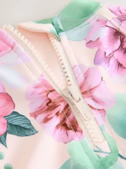 Impression florale rose - Ensemble de natation Sunsafe (3mths-7yrs)