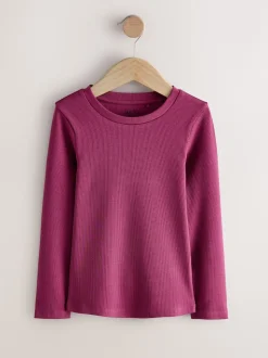 Impression florale rose - T-shirts côtelés à manches longues Lot de 4 (3à16ans)