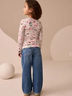 Impression florale rose - T-shirts côtelés à manches longues Lot de 4 (3à16ans)