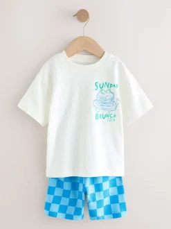 Imprimé alimentaire vert/blanc - Ensemble t-shirt et short à manches courtes Lot de 2 (3mois7ans)