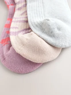 Imprimé animal - Lot de 3 paires de chaussettes côtelées à semelle rembourrée en coton majoritaire