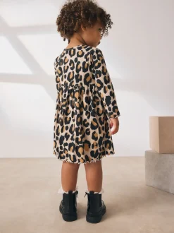 Imprimé animal - Robe côtelée à manches longues (3mois-7ans)