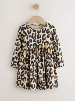 Imprimé animal - Robe côtelée à manches longues (3mois-7ans)