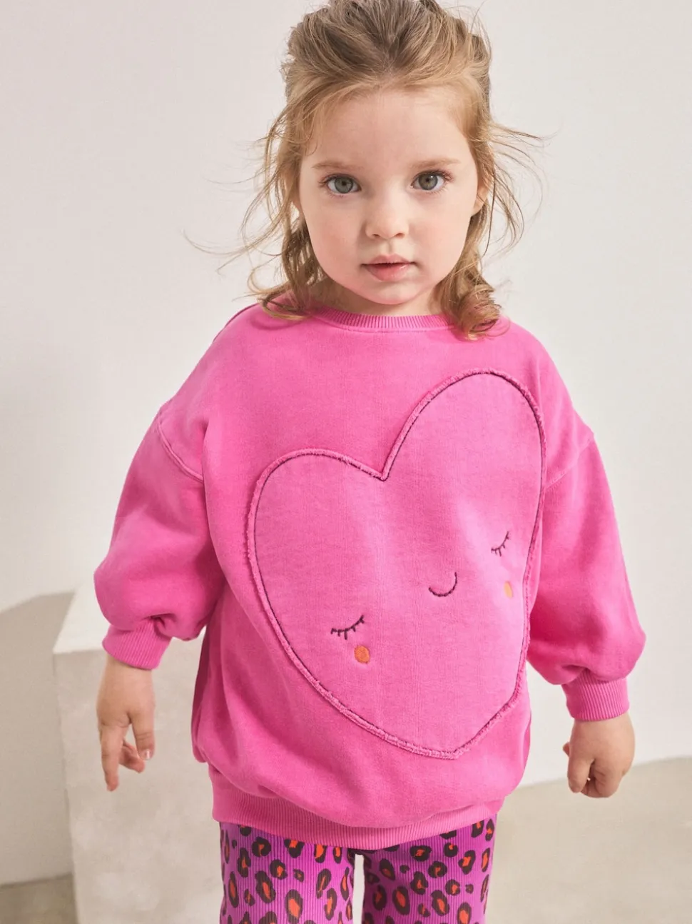 Imprimé Animal cœur rose - Ensemble sweat et legging évasé (3mois-7ans)