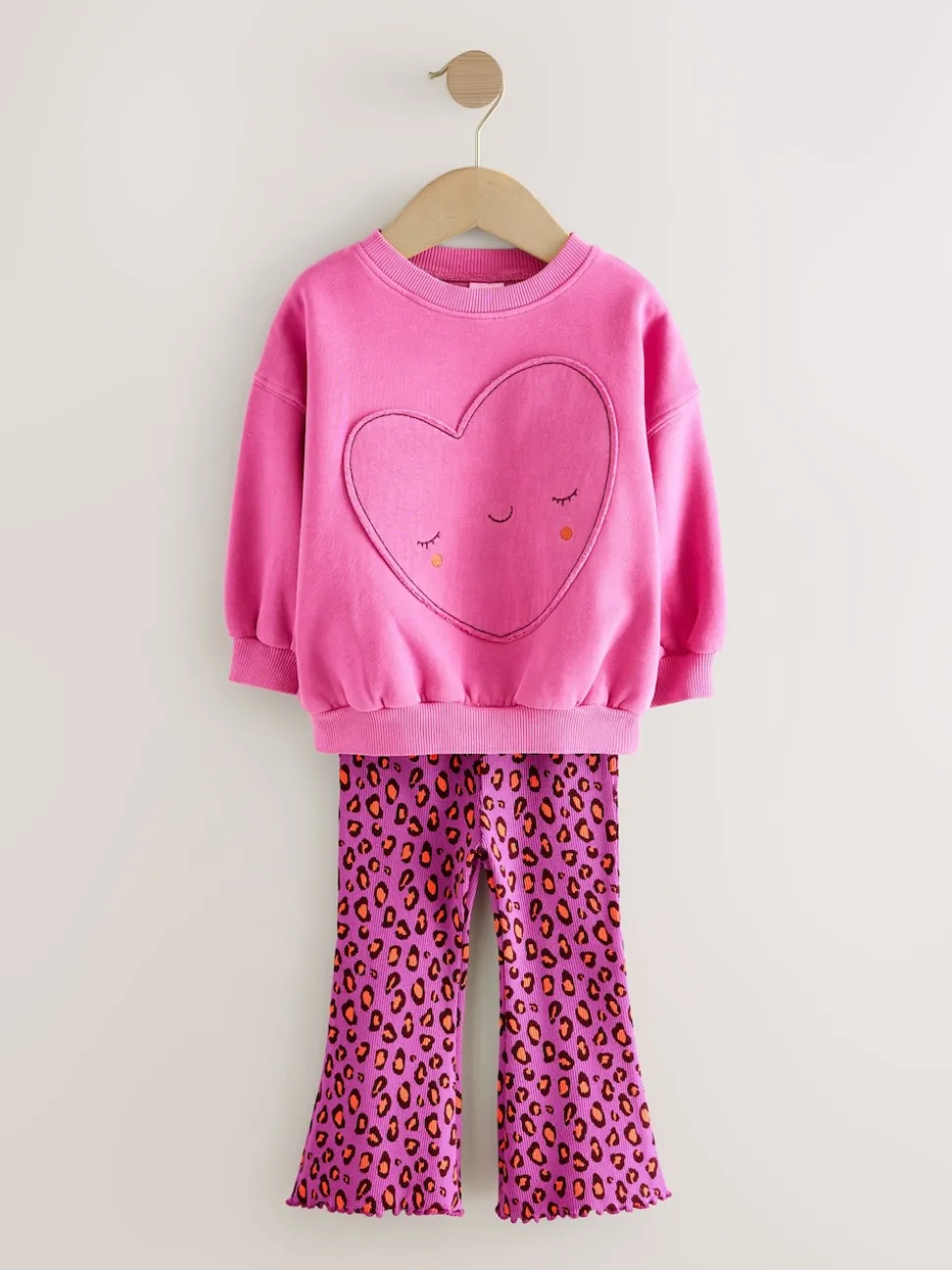 Imprimé Animal cœur rose - Ensemble sweat et legging évasé (3mois-7ans)