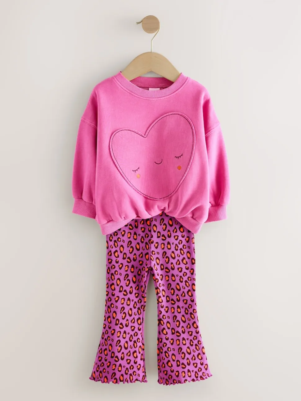 Imprimé Animal cœur rose - Ensemble sweat et legging évasé (3mois-7ans)
