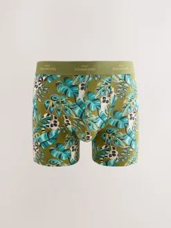 Imprimé Animal feuilles Vert/Bleu - Lot de 4 boxers Signature en coton majoritaire