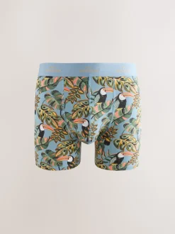 Imprimé Animal feuilles Vert/Bleu - Lot de 4 boxers Signature en coton majoritaire