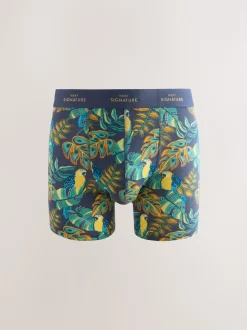 Imprimé Animal feuilles Vert/Bleu - Lot de 4 boxers Signature en coton majoritaire