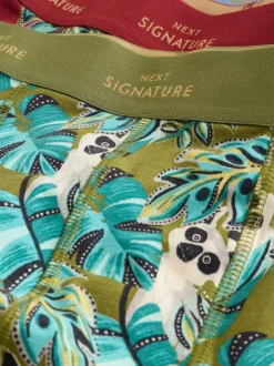 Imprimé Animal feuilles Vert/Bleu - Lot de 4 boxers Signature en coton majoritaire