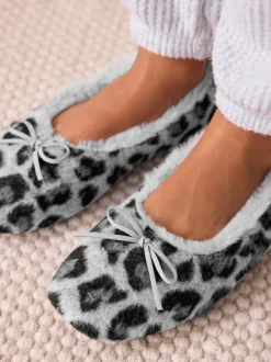 Imprimé animal gris - Chaussons plats Ballerina