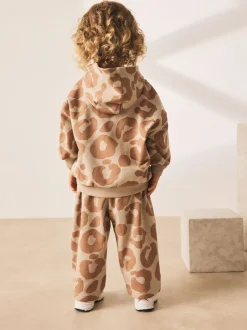 Imprimé animal marron fauve - Ensemble Sweat-shirt à capuche et Joggers (3mths-7yrs)