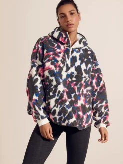 Imprimé animal multicolore - À capuche Elbow Patch Borg Fleece Veste