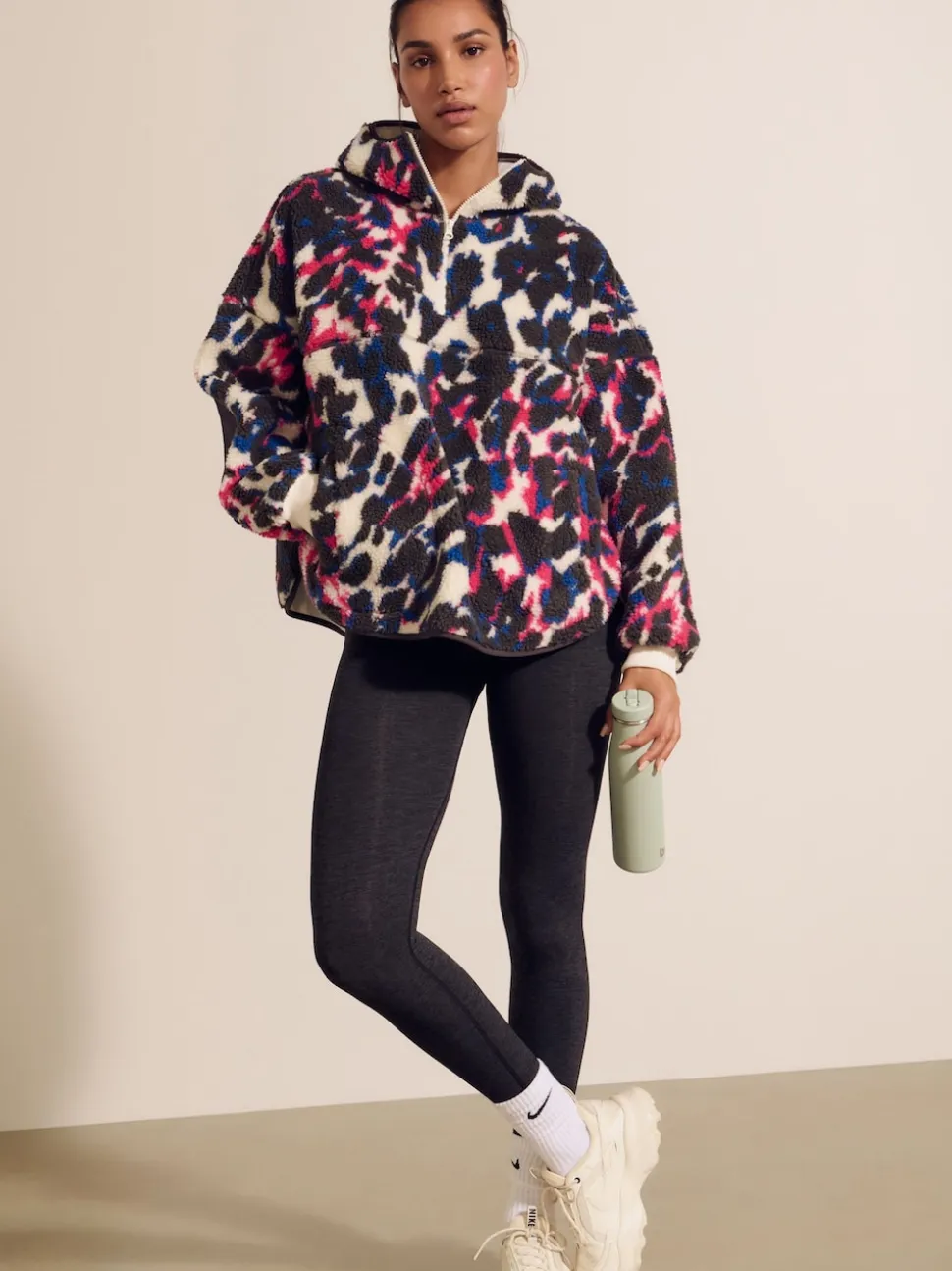 Imprimé animal multicolore - À capuche Elbow Patch Borg Fleece Veste