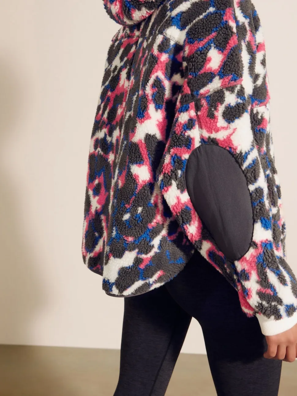 Imprimé animal multicolore - À capuche Elbow Patch Borg Fleece Veste