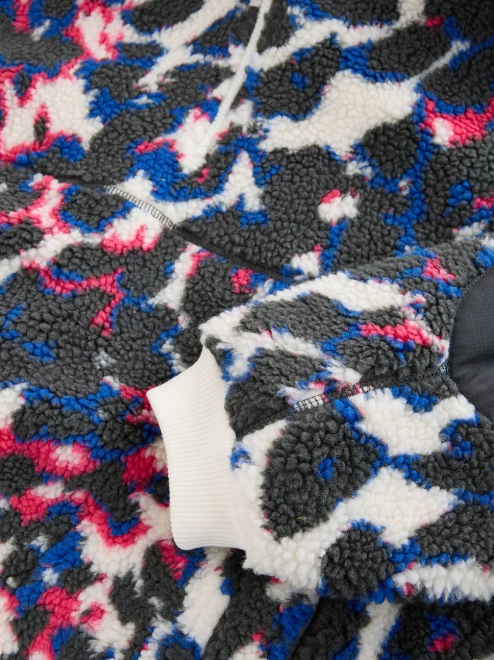 Imprimé animal multicolore - À capuche Elbow Patch Borg Fleece Veste