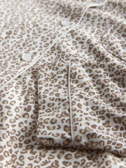 Imprimé animal/rose - The Set lot de 2 pyjamas longs boutonnés en Blend de viscose polyester avec passepoil