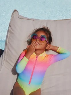 Imprimé arc-en-ciel dégradé - Maillot de bain Sunsafe à manches longues (3mois-16ans)