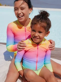 Imprimé arc-en-ciel dégradé - Maillot de bain Sunsafe à manches longues (3mois-16ans)