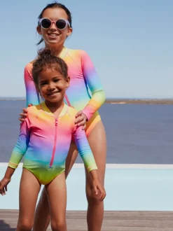 Imprimé arc-en-ciel dégradé - Maillot de bain Sunsafe à manches longues (3mois-16ans)