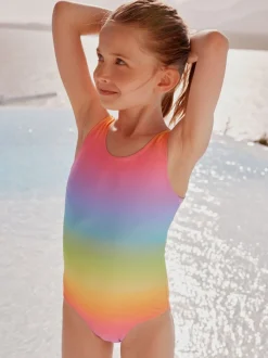 Imprimé arc-en-ciel dégradé - Maillot de bain à col dégagé (3-16ans)