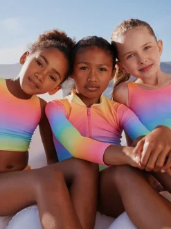 Imprimé arc-en-ciel dégradé - Maillot de bain à col dégagé (3-16ans)