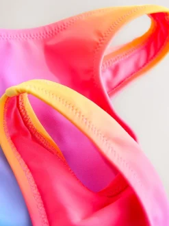 Imprimé arc-en-ciel dégradé - Maillot de bain à col dégagé (3-16ans)