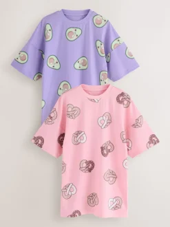Imprimé avocat rose/violet - Pack Nighties 2 (3-16ans)